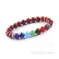 Charmes jaspe rouge 8MM Chakra 7 pierres précieuses Bracelet Gourmette chaîne de guérison